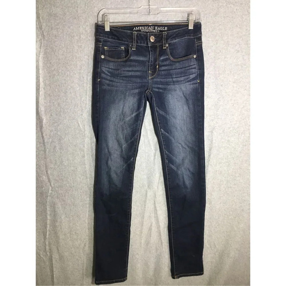 Womens American Eagle Jeans Dark Wash Skinny Casual Trendy - Picture 1 of 6